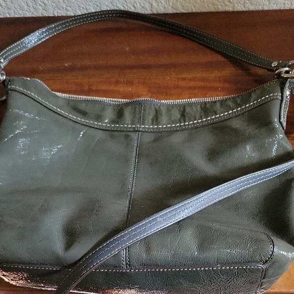 Coach Grey Patent Leather Satchel - Picture 15 of 16